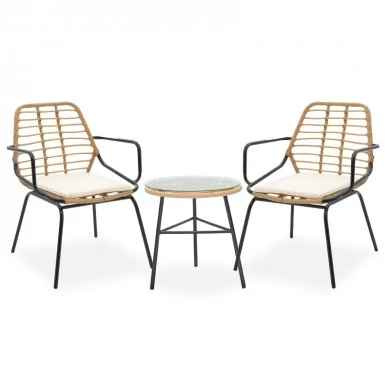 Lounge set 3pcs Gaus-Naoki pakoworld metal-black-pe natural