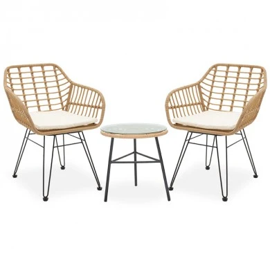 Lounge Gaus-Naoki set 3pcs pakoworld metal black-pe natural.