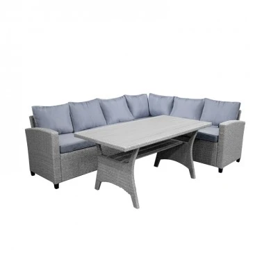 Lounge with reversible sofa Flashy pakoworld set of 3 pieces fabric charcoal-rattan charcoal