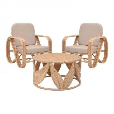 Set of 3 pieces Relmine-Siderty rattan in natural color