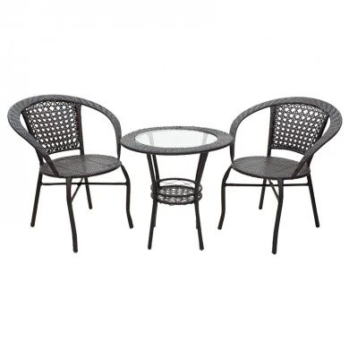 Lounge set 3pcs Saylor pakoworld metal-pe rattan brown