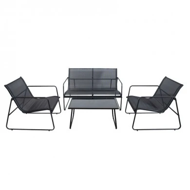 Veranda living room set of 4 pieces metal and textilene in anthracite shade