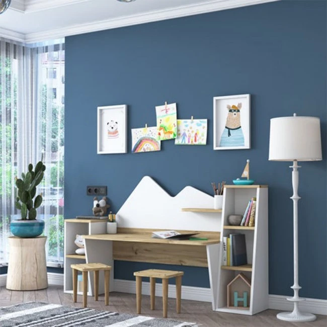 Office set for children 3pcs Bubble pakoworld walnut-white180x45x93.5cm