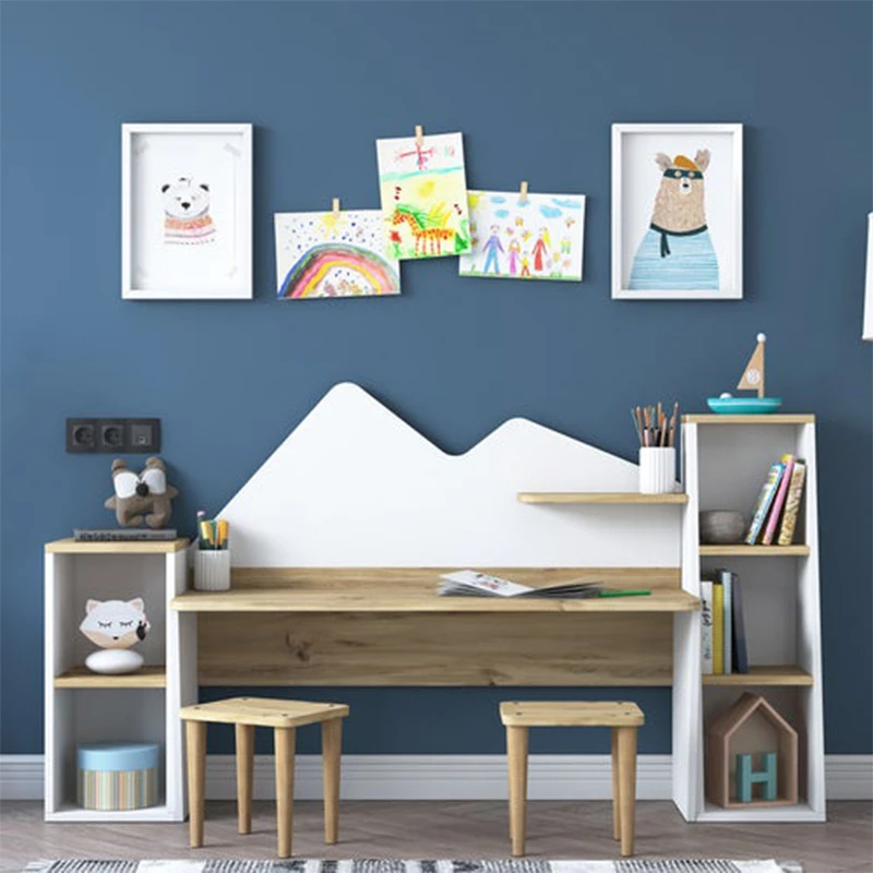 Office set for children 3pcs Bubble pakoworld walnut-white180x45x93.5cm