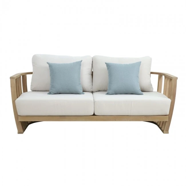 4pc Eron pakoworld living room set solid eucalyptus wood-beige fabric