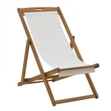 Chaise longue Franclow pakoworld acacia wood natural-cloth pvc white