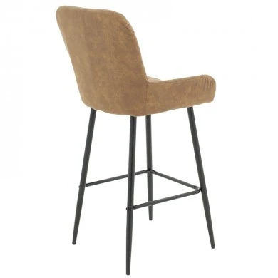 Bar Stool Delicacy metal black legs- fabric antique brown color 49x53x98cm