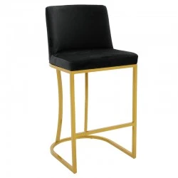 Bar Stool medium height Impartial I metal golden legs-velvet black Bar Stool medium height Impartial I metal golden legs-velvet black