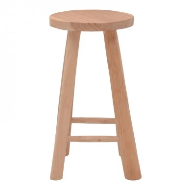 Charloce stool pakoworld natural color teak wood D35x62cm
