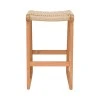 Kuza stool pakoworld teak wood skeleton and pe rope in natural shade 40x42x66cm