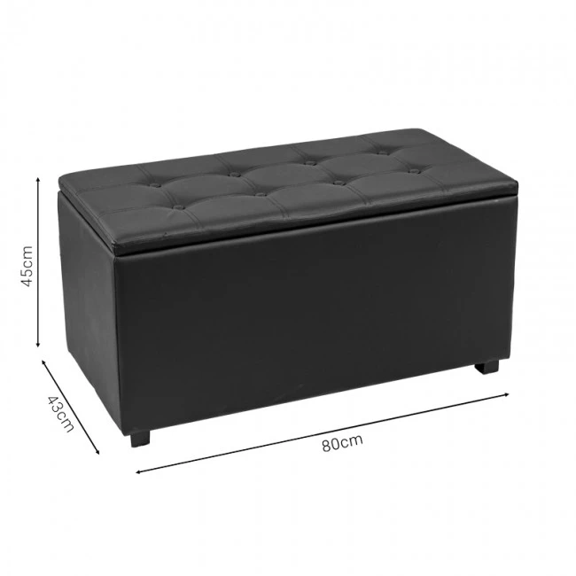 Σκαμπό-μπαούλο Corben pakoworld pu μαύρο 86x43x45εκ