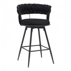 Roating bar stool Alkia pakoworld in black velvet with black metal legs 58x55x90cm Roating bar stool Alkia pakoworld in black velvet with black metal legs 58x55x90cm