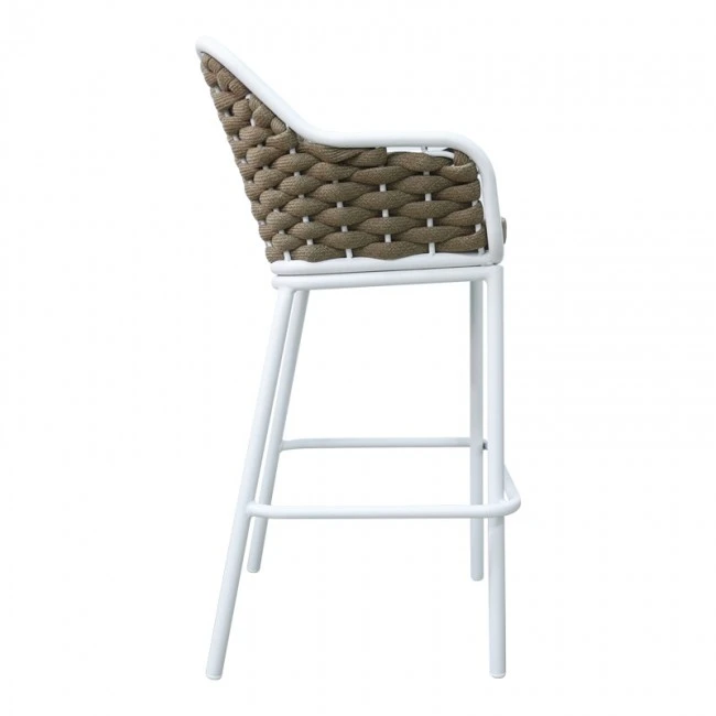 Zuki pakoworld aluminum bar stool stackable with white frame and cushion 55x54x109cm