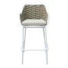 Zuki pakoworld aluminum bar stool stackable with white frame and cushion 55x54x109cm