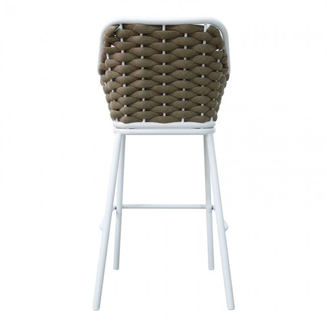 Zuki pakoworld aluminum bar stool stackable with white frame and cushion 55x54x109cm