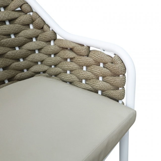 Zuki pakoworld aluminum bar stool stackable with white frame and cushion 55x54x109cm