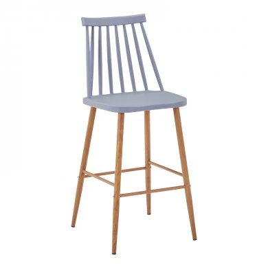 Bar stool Aurora I pakoworld pp in grey shade - natural metal leg 42x47x99cm