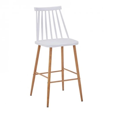 Bar stool Aurora I pakoworld pp in white shade - natural metal leg 42x47x99cm