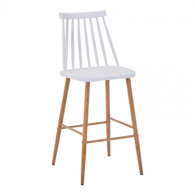 Bar stool Aurora I pakoworld pp in white shade - natural metal leg 42x47x99cm