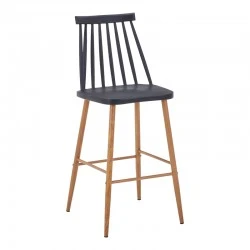 Bar stool Aurora I pakoworld pp in black shade - natural metal leg 42x47x99cm