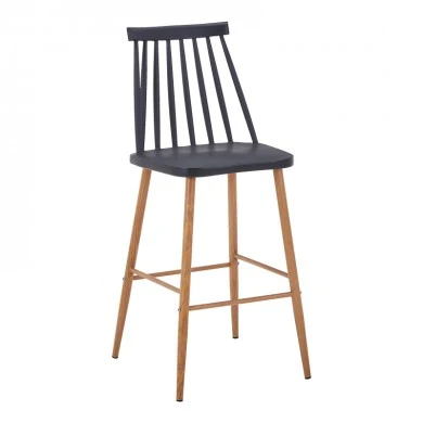 Bar stool Aurora I pakoworld pp in black shade - natural metal leg 42x47x99cm