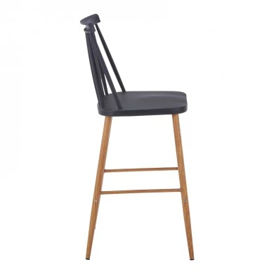 Bar stool Aurora I pakoworld pp in black shade - natural metal leg 42x47x99cm