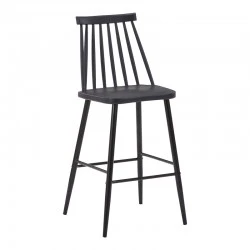 Bar stool Aurora I pakoworld pp in black shade - blackl metal leg 42x47x99cm