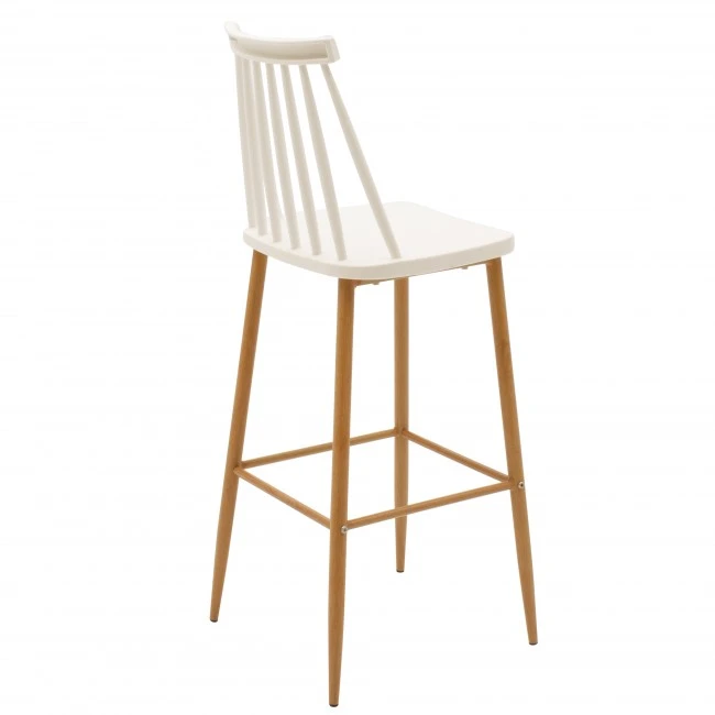 Bar stool Aurora pakoworld pp white-natural leg 42x47x109cm