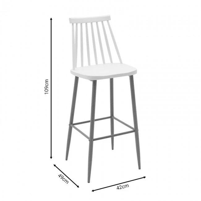 Bar stool Aurora pakoworld white pp-natural leg 42x49x109cm