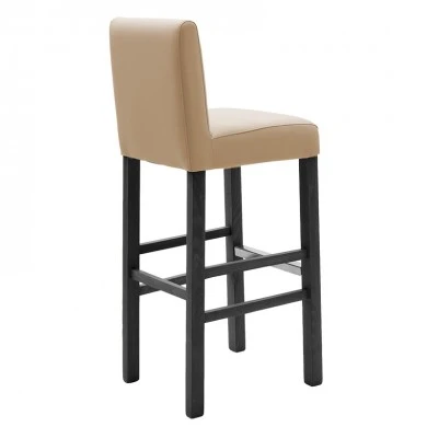 Bar stool Bari pakoworld with mocha pu - wooden legs black
