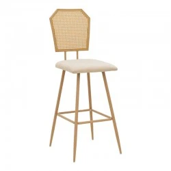 Bar stool Camilla I pakoworld pe rattan natural-fabric natural-metal in natural color 47.5x58x117cm Bar stool Camilla I pakoworld pe rattan natural-fabric natural-metal in natural color 47.5x58x117cm