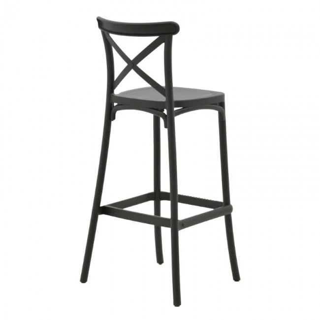 Bar stool Crossie pakoworld pp black 44x44x113cm