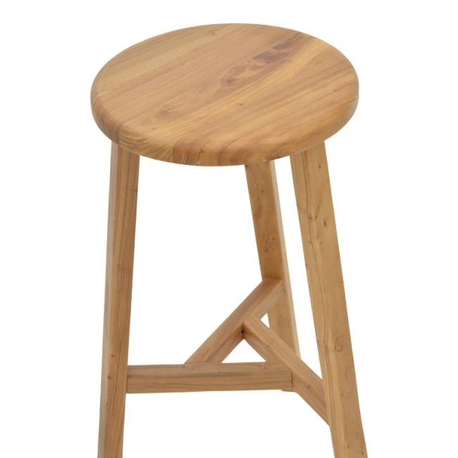 Bar stool Fabrio pakoworld elm wood in natural shade Φ38x71cm