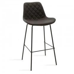 Bar stool Faith pakoworld antique anthracite pu-black metal 50x54x104cm Bar stool Faith pakoworld antique anthracite pu-black metal 50x54x104cm