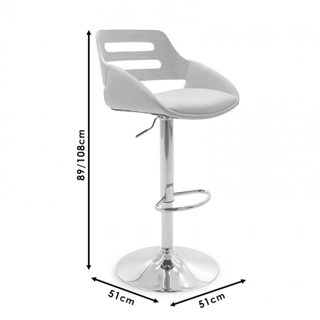 Bar stool Fern pakoworld adjustable height PU black walnut-metal black