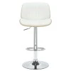 Bar stool Fern pakoworld adjustable height PU white natural-chrome metal