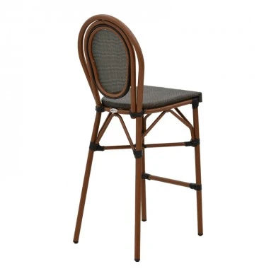 Bar stool Dezyan pakoworld dark brown aluminum-grey textilene 41.5x53.5x116cm