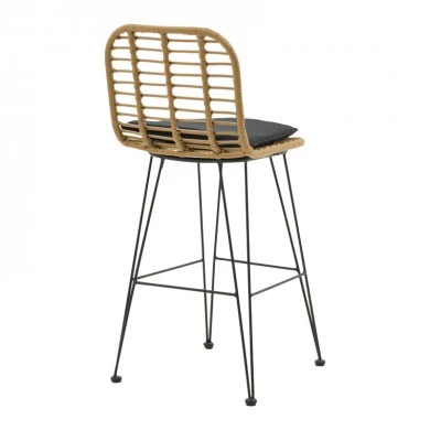 Naoki pakoworld bar stool with PE cushion natural-metal black leg 46x56x110cm