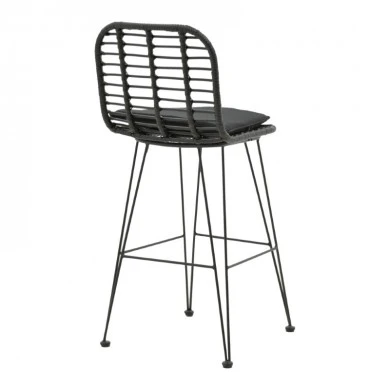 Naoki pakoworld bar stool with pe cushion black-metal black leg 46x56x110cm