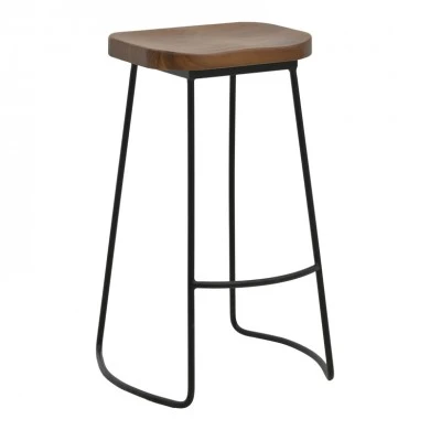 Bar stool Lamul pakoworld elm wood in walnut-black shade and metal 48x42x71cm