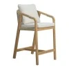 Bar stool Luciana pakoworld solid acacia wood-beige fabric 68x55x97.5cm