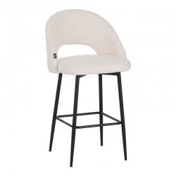 Masebo pakoworld bar stool bouclé in white color with black metallic legs 48x52x97cm Masebo pakoworld bar stool bouclé in white color with black metallic legs 48x52x97cm