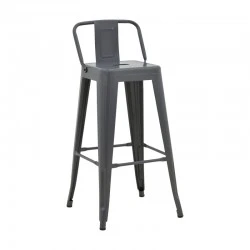 Mid-height Bar stool with backrest Utopia pakoworld metal in anthracite color 42x42x86cm