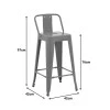 Mid-height Bar stool with backrest Utopia pakoworld metal in dark olive color 42x42x86cm