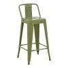 Mid-height Bar stool with backrest Utopia pakoworld metal in dark olive color 42x42x86cm