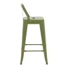 Mid-height Bar stool with backrest Utopia pakoworld metal in dark olive color 42x42x86cm