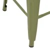 Mid-height Bar stool with backrest Utopia pakoworld metal in dark olive color 42x42x86cm