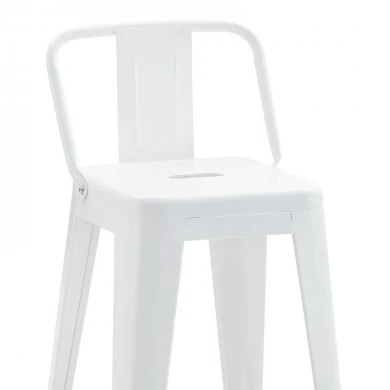 Mid-height bar stool with back Utopia pakoworld metal in white shade 42x42x86cm