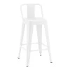 Mid-height bar stool with back Utopia pakoworld metal in white matte shade 42x42x86cm