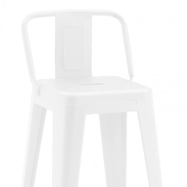 Mid-height bar stool with back Utopia pakoworld metal in white matte shade 42x42x86cm
